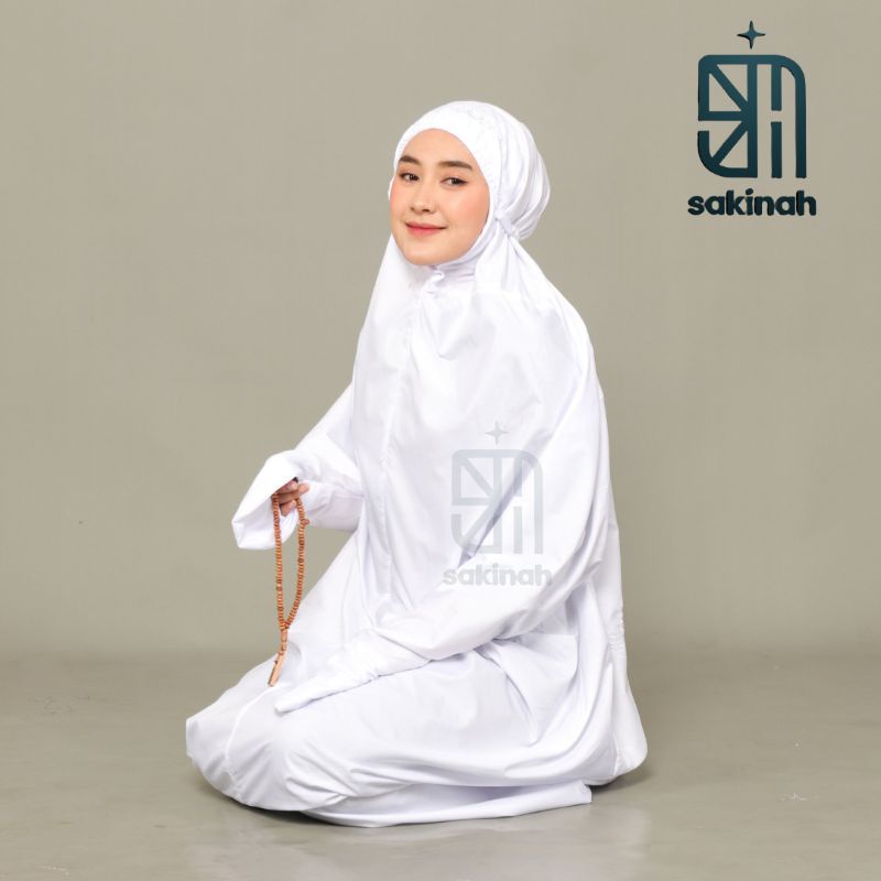 Sakinah - Mukena lajuran khusus putih dewasa bordir punggung metalic mukena terusan murah