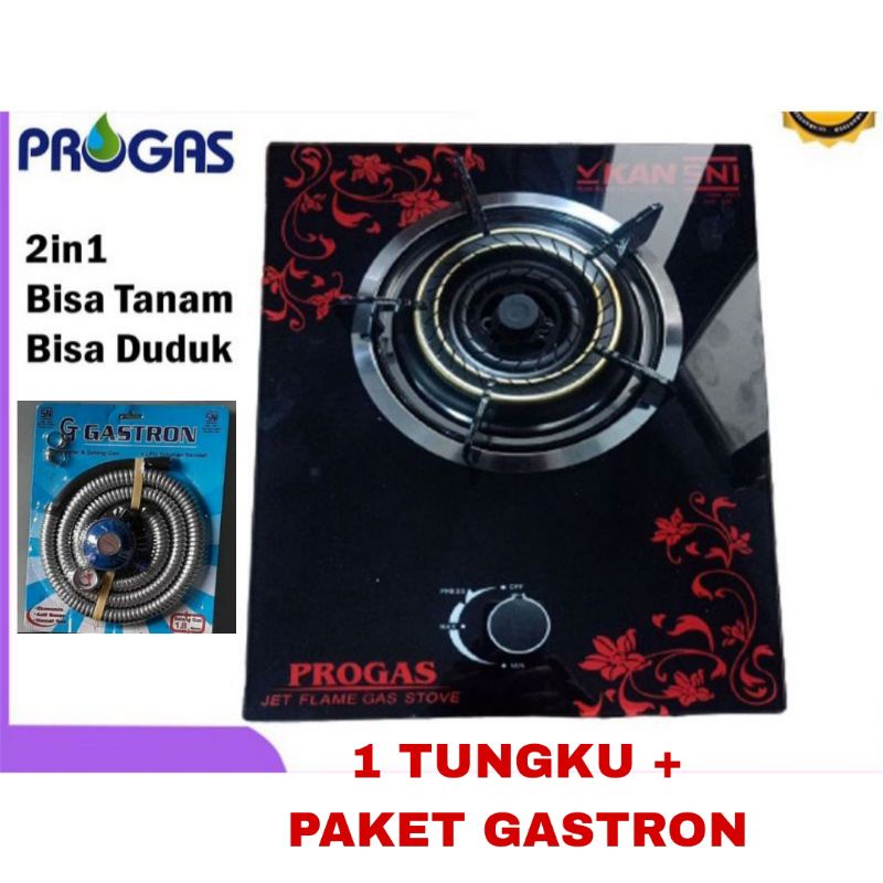 Progas , PG-569 , Kompor  1 &amp; 2 Tungku Gas Kaca Api Tornado