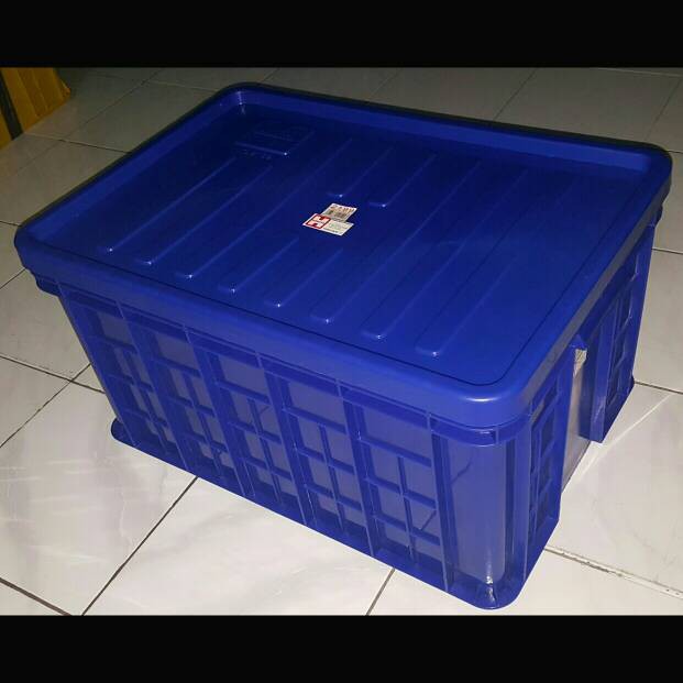 64x43x25 Box Container 62 Liter Hanata 2102 + TUTUP / Keranjang Industri Serbaguna / Rak Susun