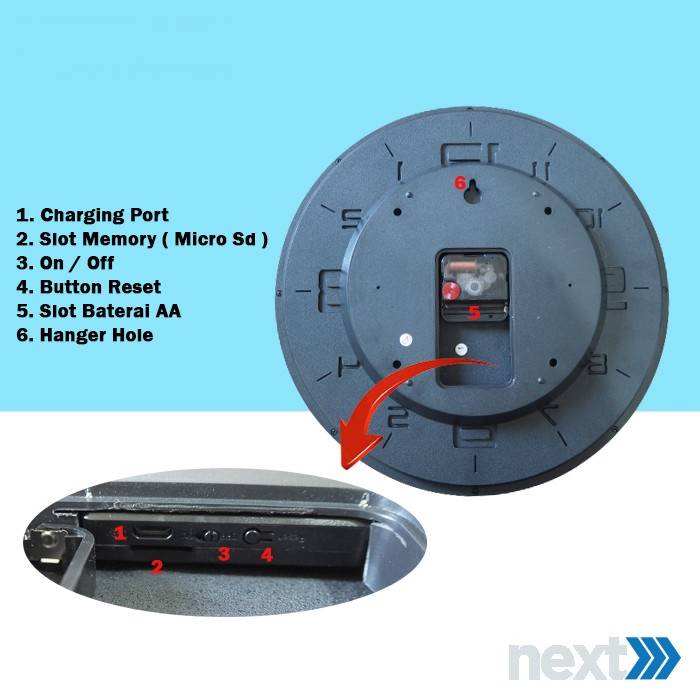 Ip Camera Wireless CCTV WIFI Wall Clock - Spy Camera Wifi Jam Dinding-3
