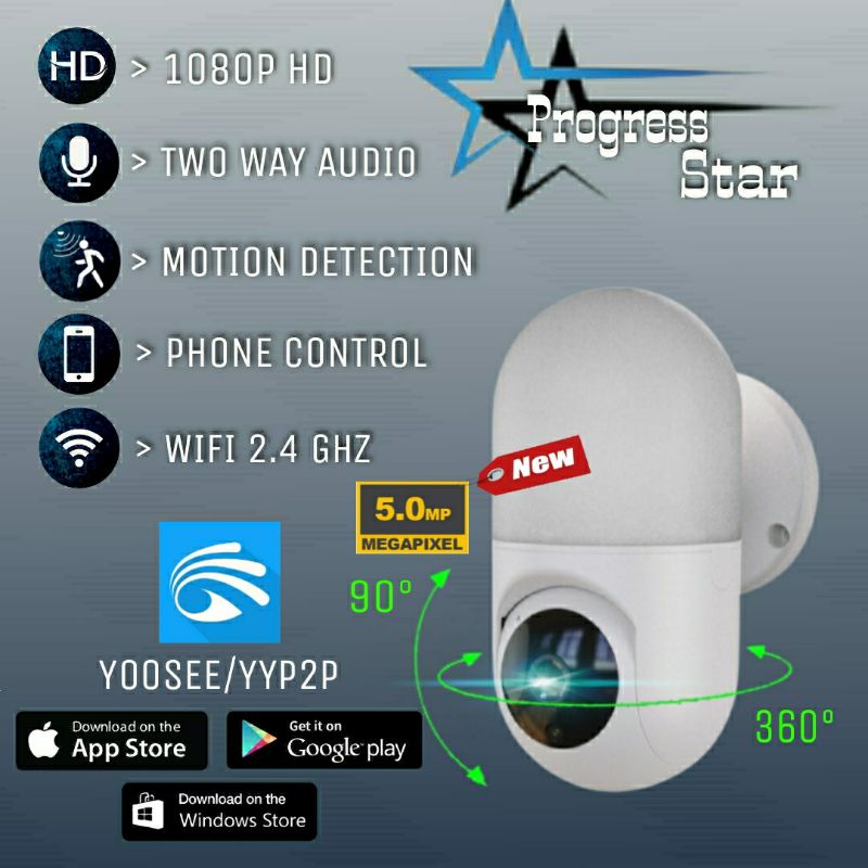 IP CAMERA CCTV SMART CAM YOOSEE 5MP KAMERA LAMPU DINDING YOOSEE