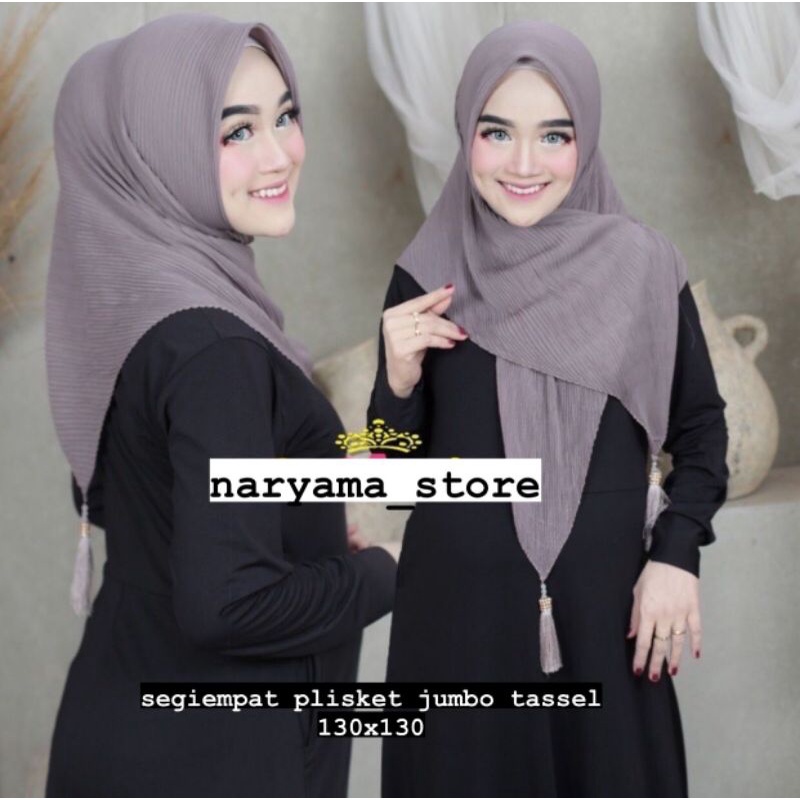 JILBAB SEGIEMPAT PLISKET JUMBO 130x130 + TASSEL | JILBAB PLISKET [bisa COD]
