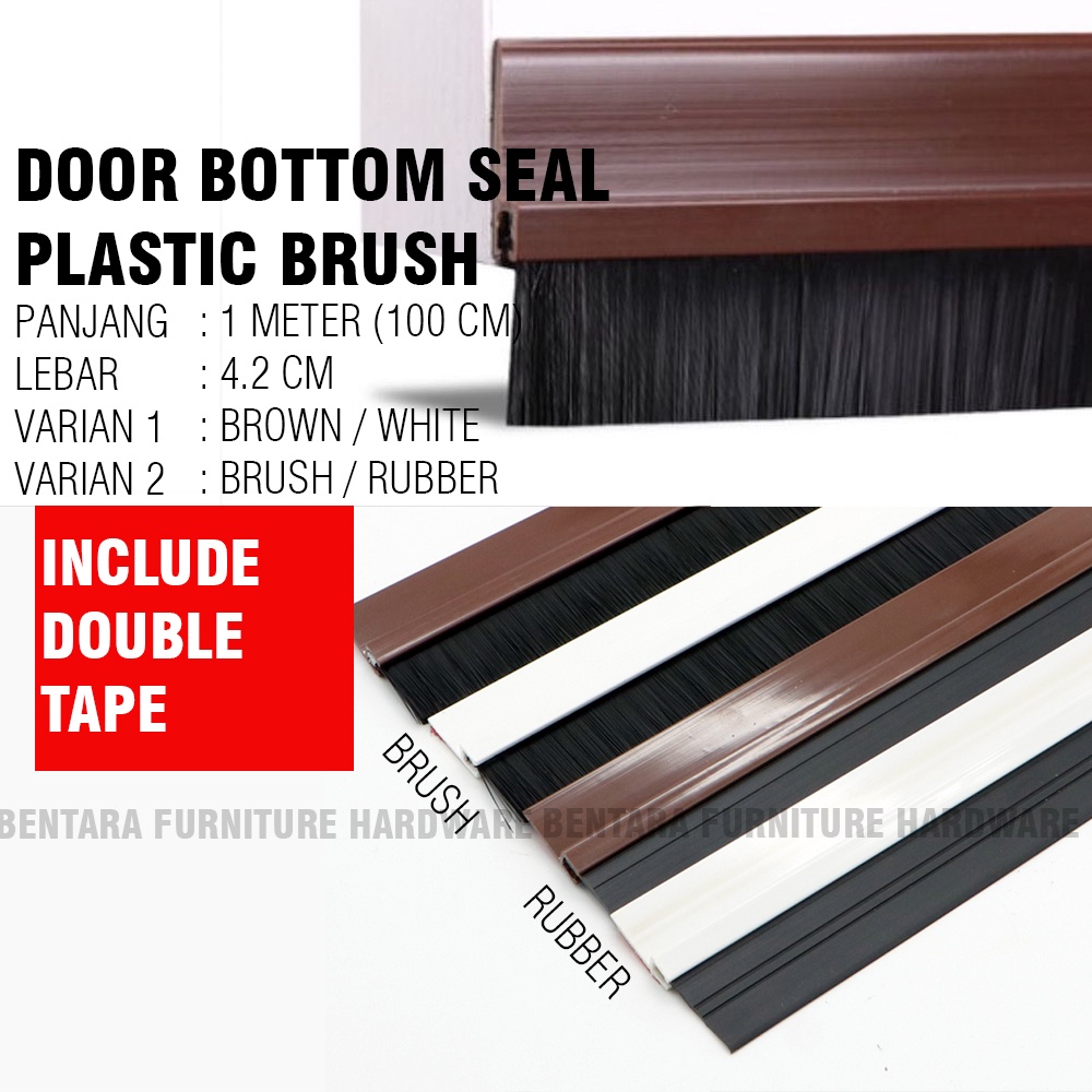 100CM Door Bottom Seal  Plastic Brush Shelf Adhesive Double Tape Penutup Celah Pintu Brown White