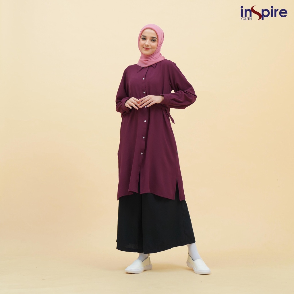 Inspire ITU 42 Atasan Tunik Wanita Muslimah Bahan Crezia Crepe Tunik Polos Panjang Casual Outfit