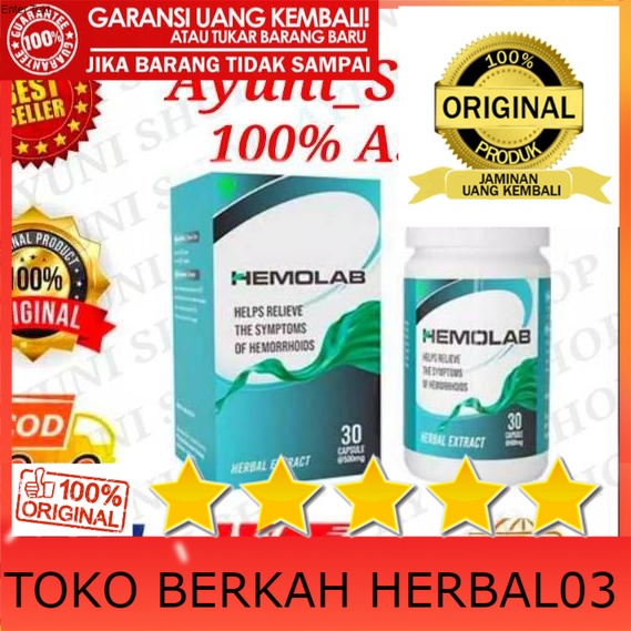 100% ASLI Terbaik TERBARU  Hemolab asli original (30kapsul) obat atasi gejala wasir/ambeien 100% her
