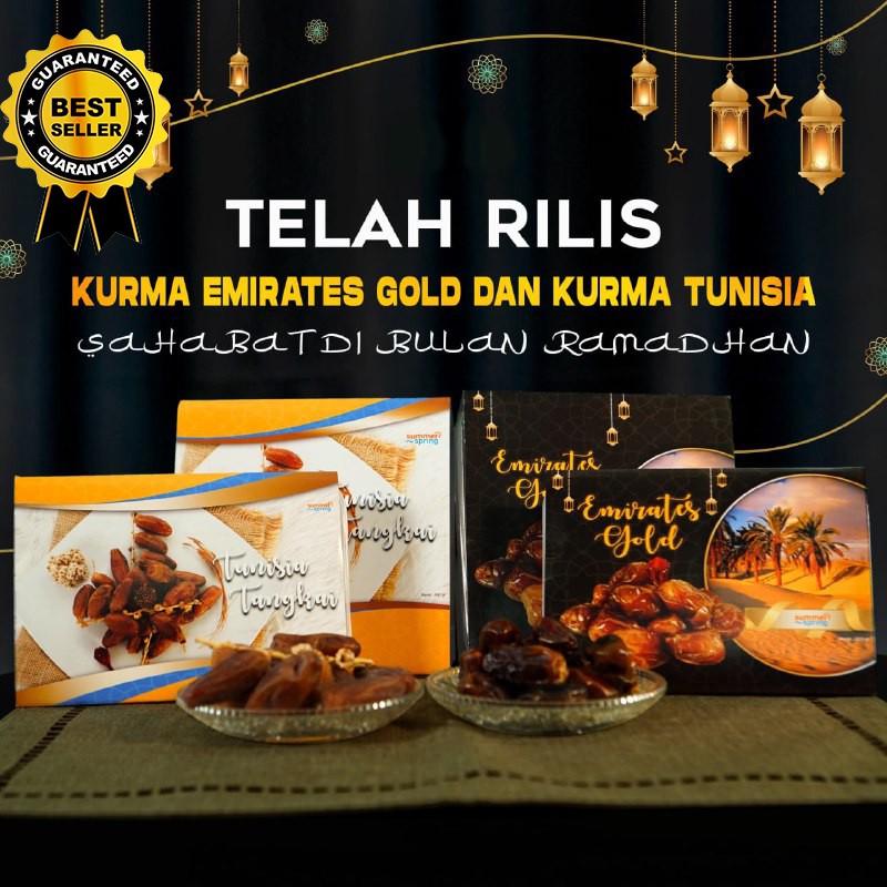 

Kurma segar EMIRATES GOLD 250 gr dan kurma segar TUNISIA TANGKAI 250 gr PREMIUM