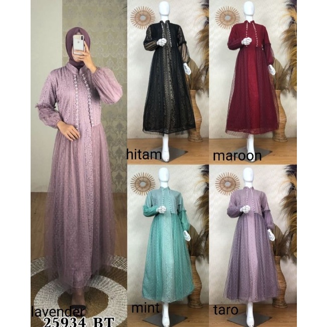Gamis brukat tile mutiara