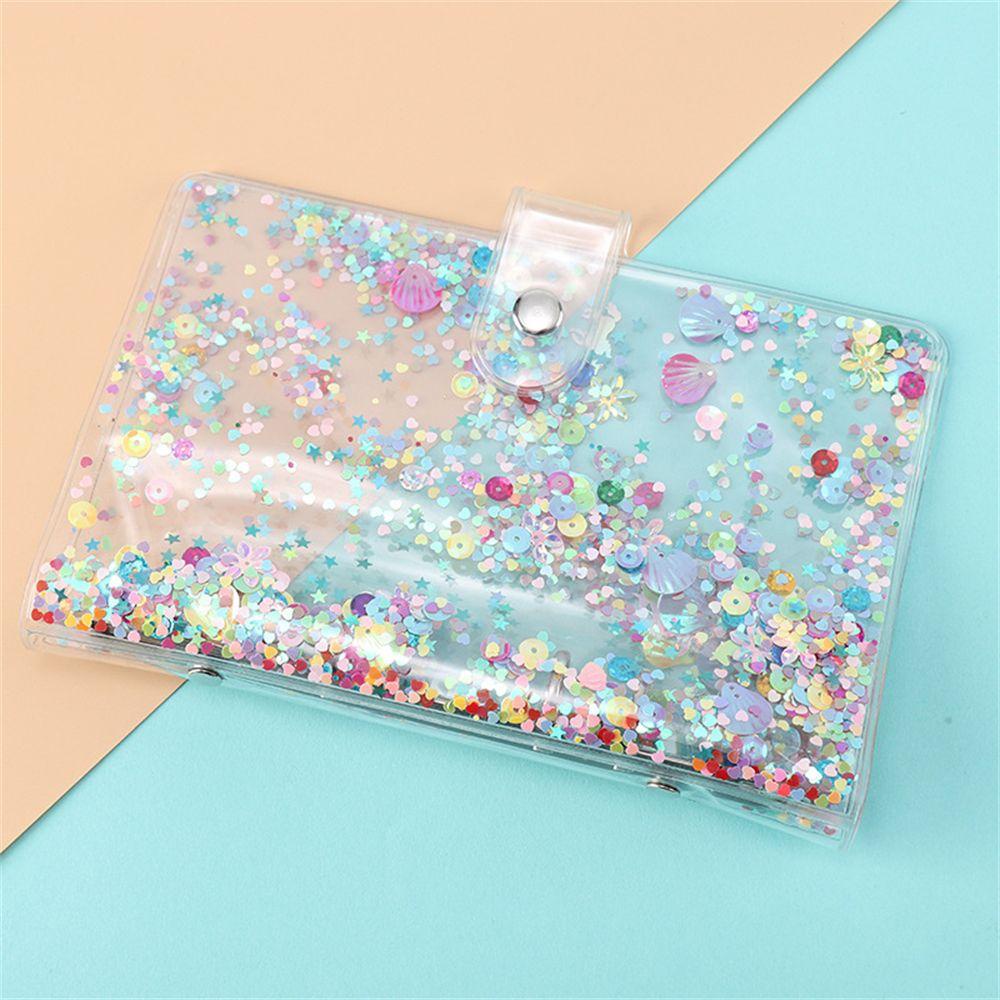 Agustinina Cover Notebook Transparan Perlengkapan Kantor Map Binder Planner Cover Jurnal Cover A5 A6 Glitter Sequin Cover