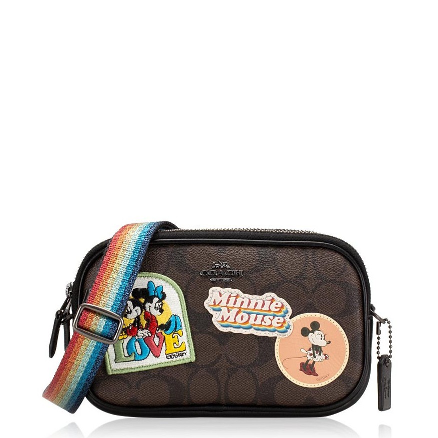 Coach x disney Minnie Signature Crossbody Pouch Brown Black F28344