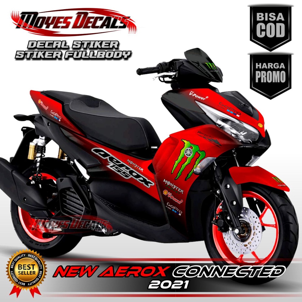 Decal New Aerox 155 - Motif Monsters Eneirgy Warna Merah Fullbody