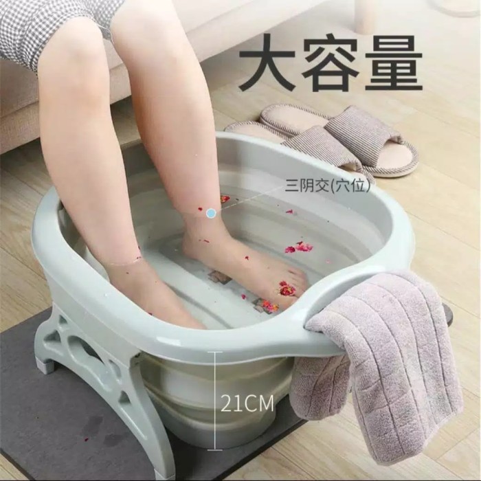 baskom rendam kaki / baskom rendam lipat portable / maskom terapi kaki - Hijau