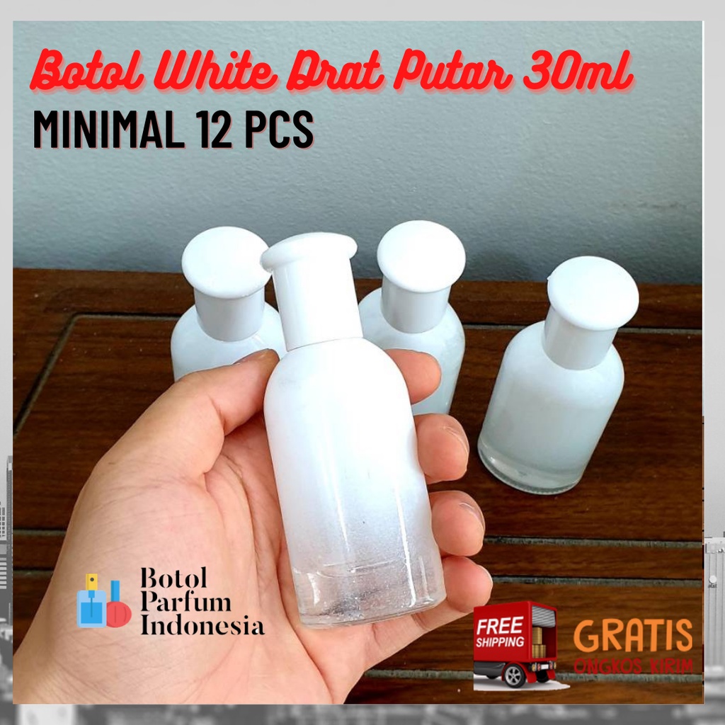 BOTOL PARFUM KOSONG KOTAK SPRAY KACA 30 ML (WHITE DRAT PUTAR 30 ML)