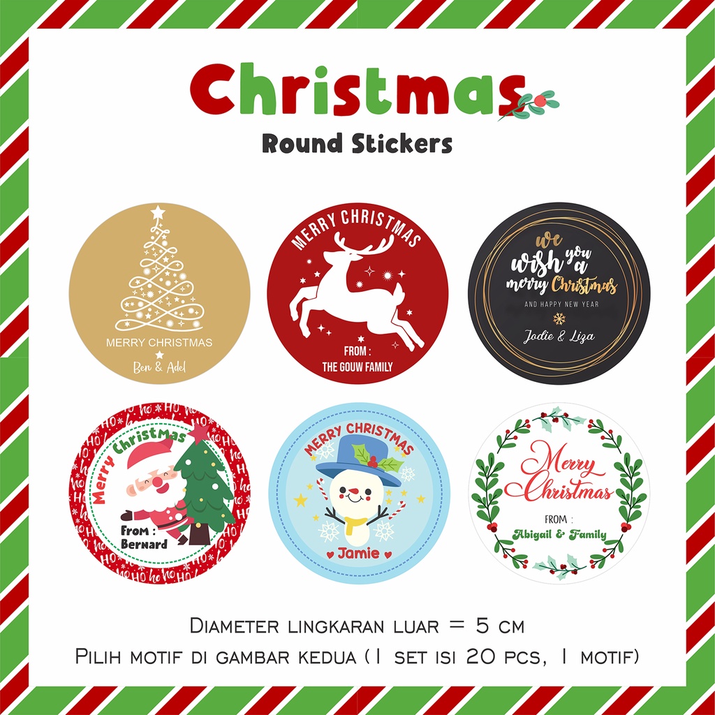 

Stiker natal - Christmas stickers custom nama