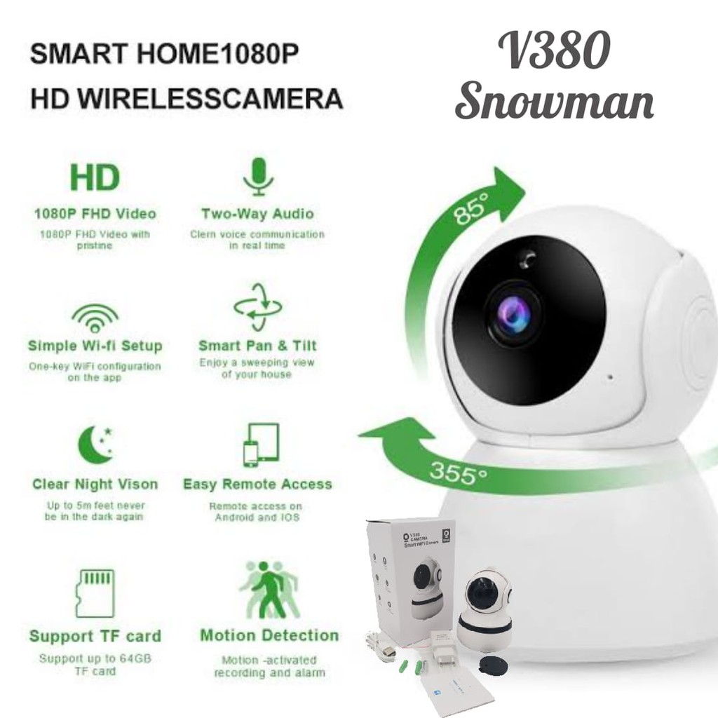 Ip Camera CCTV Q9S Snowman HD Wireless Wifi V380/Kamera Ip Nirkabel Kamera Wifi Indoor Pengawasan Ke