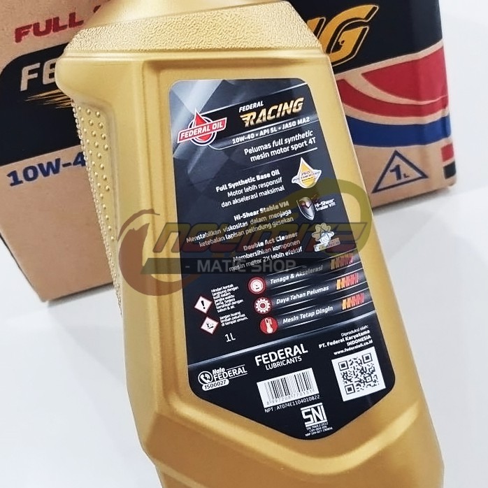 Oli Motor Federal Racing 10W-40 Full Synthetic 1L