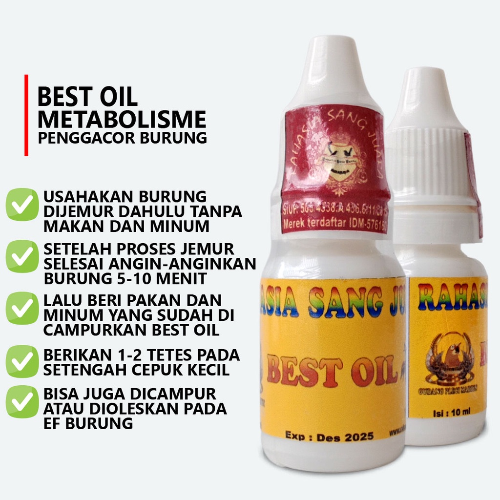 BEST OIL METABOLISME 10 ML | BASE OIL METABOLISME BURUNG OBAT BURUNG MACET BUNYI PLECI KENARI KOLIBRI SOGON MENINGKATKAN BIRAHI BURUNG