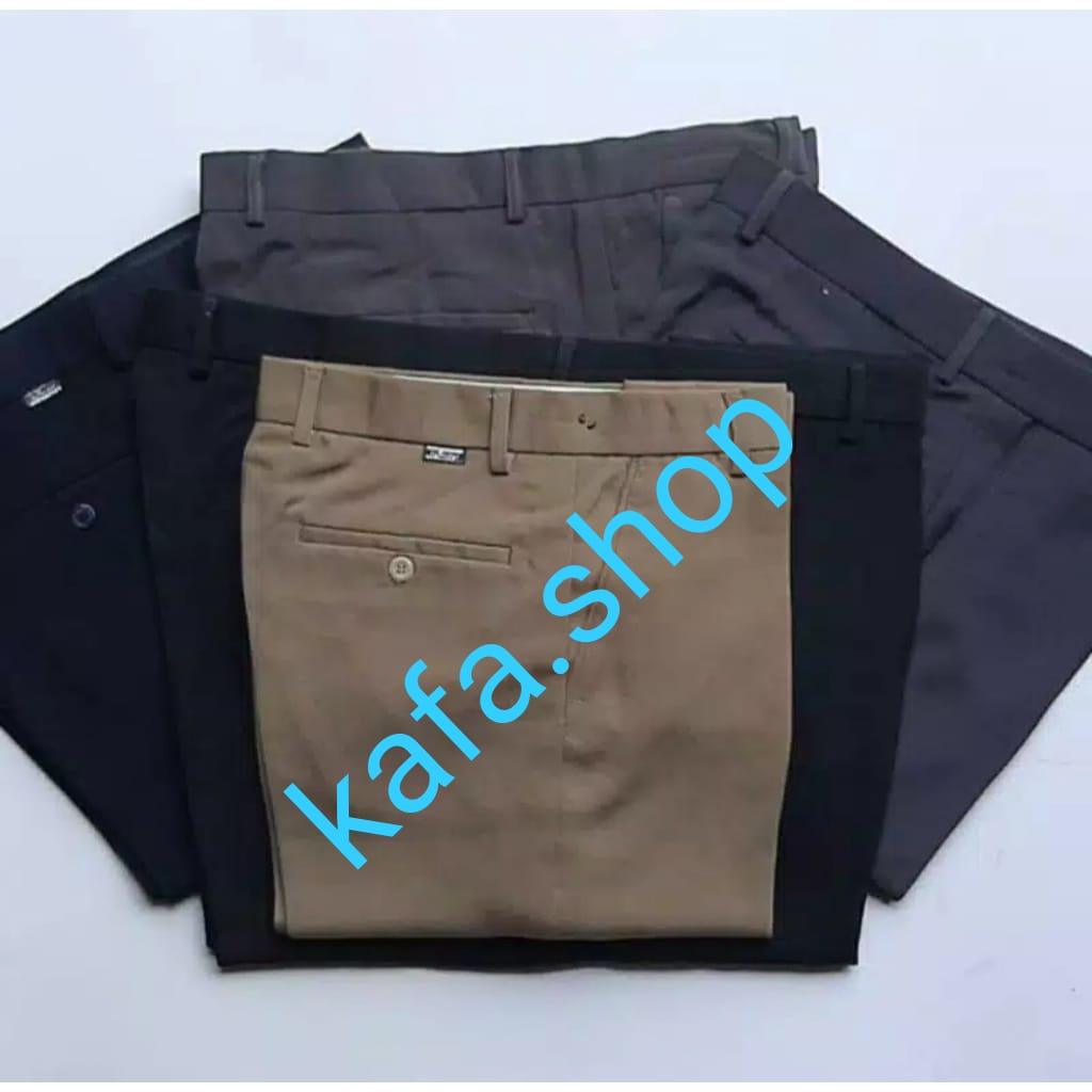 CELANA KERJA STANDAR POLA REGULER CELANA FORMAL PRIA | BAHAN TWIS HALUS SISE 27-38 HITAM ABU ABU CREAM NAVY SIZE 28-38