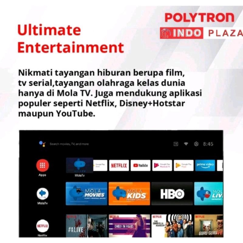 TV POLYTRON 40 / 39 INCH SMART DIGITAL PLD-40AG9953 (Khusus Medan)