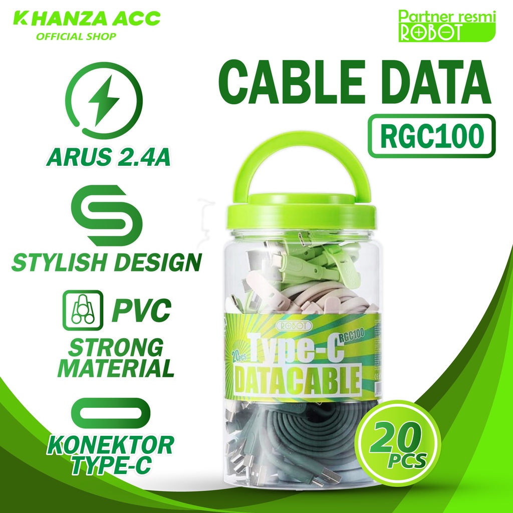 KHANZAACC Robot RGC100 Kabel Data Type C Colorful ( 1 Toples isi 20pcs )