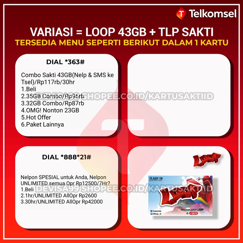 Kartu Combo Sakti Telkomsel Kartu Perdana Telkomsel Combo Sakti 32GB 35GB 43GB Perdana As Loop Simpati Kartu Sakti 40GB Kartu Sakti Max Combo Sakti Max