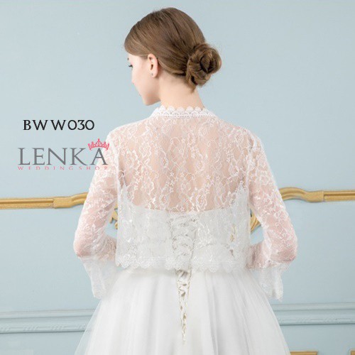 [PRODUK FAVORIT] WEDDING BOLERO RENDA LENGAN PANJANG PUTIH MODERN PESTA BWW030