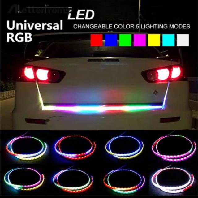 Led rgb bagasi mobil 12 volt/24 volt 150 cm