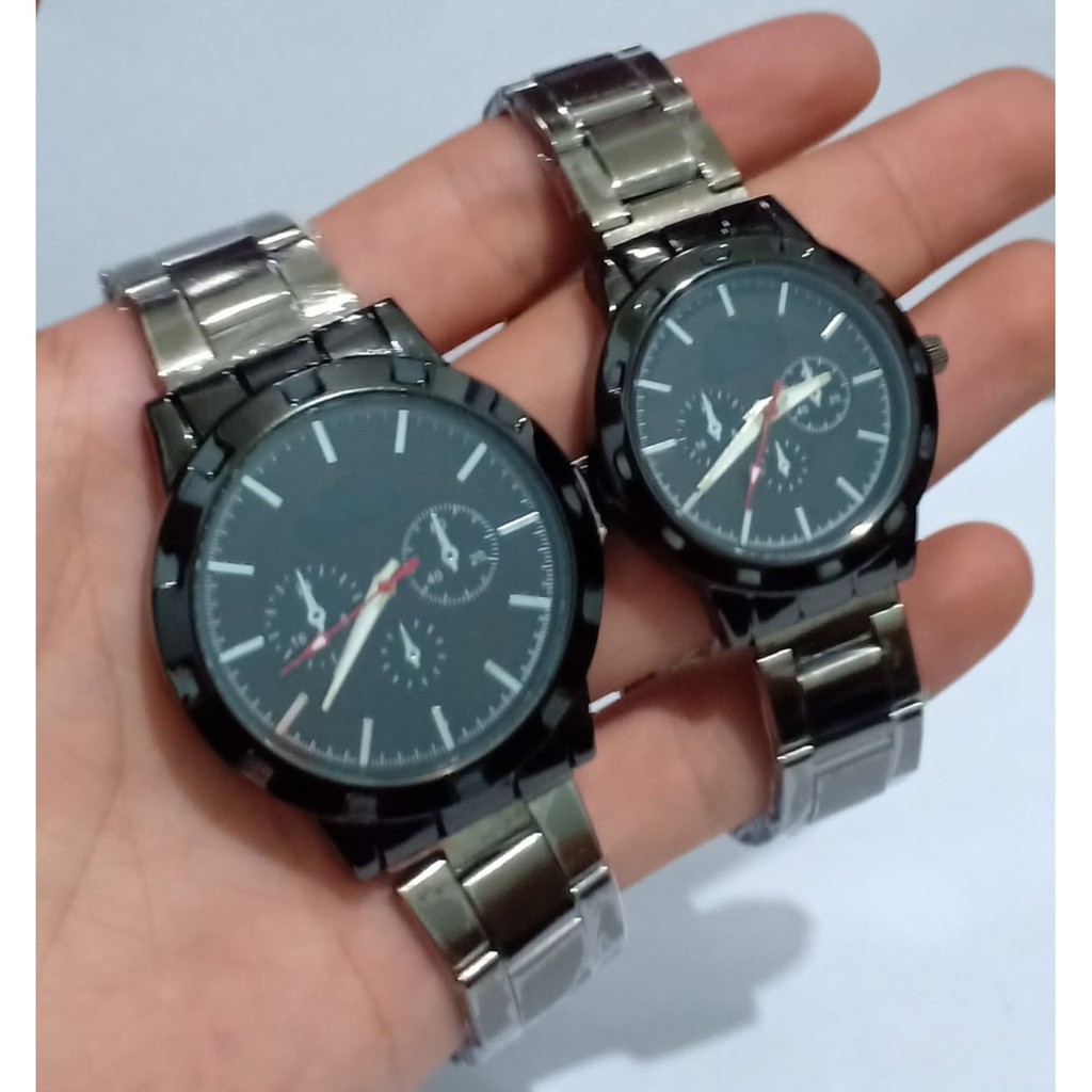 Jam Tangan Couple/Pria/Wanita Swiss-Time  Angka Crono Off Stainliss steel