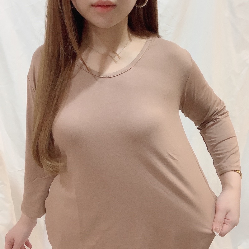 Kaos Polos Wanita Lengan 7/8 Slit Unfinished | Maimon Grosir