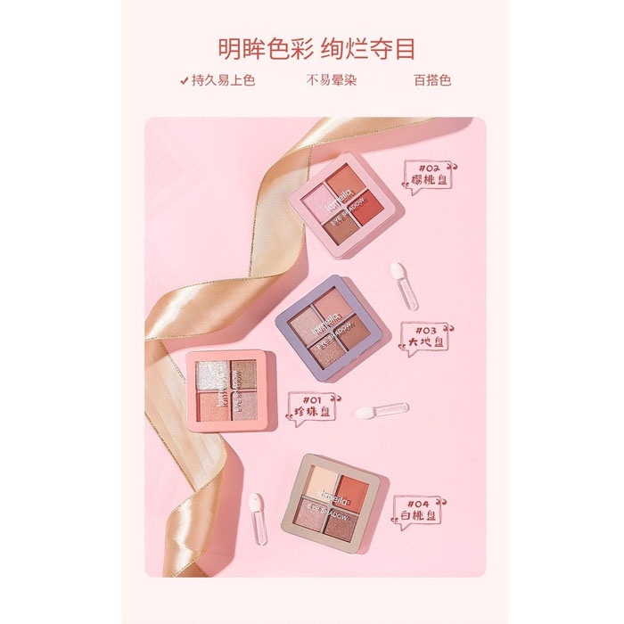 HOPE STORE - NEW LAMEILA Eyeshadow Mate Pallet 4 Warna Kombinasi Glitter Anti Air dan Tahan Lama