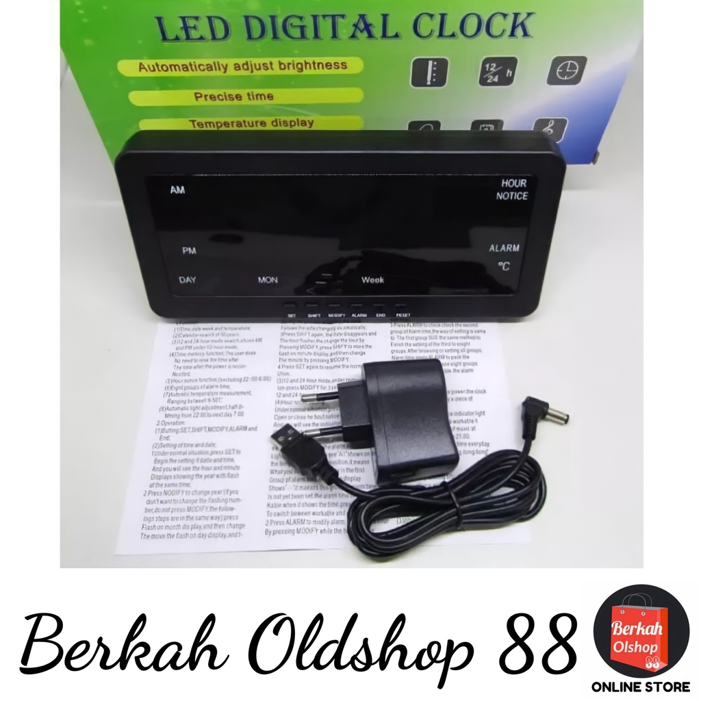 Berkah Oldshop 88 - Jam Meja LED Digital 1008 Merah / Jam Dinding LED Digital Clock