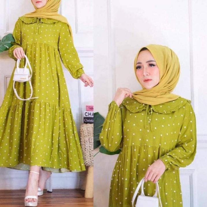 (BOOMING) MIDI DRESS POLKA / DRESS MIDI RAYON POLKADOT / KANIA MIDI DRESS