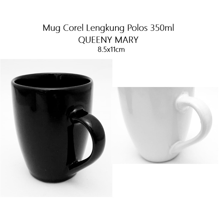 Mug Keramik Corel Lengkung Polos 350ml QUEENY MARY