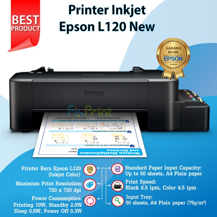 

PRINTER EPSON L120 Hitam Print Warna Infus Modif Ink tank Pabrik RESMI FPTS133