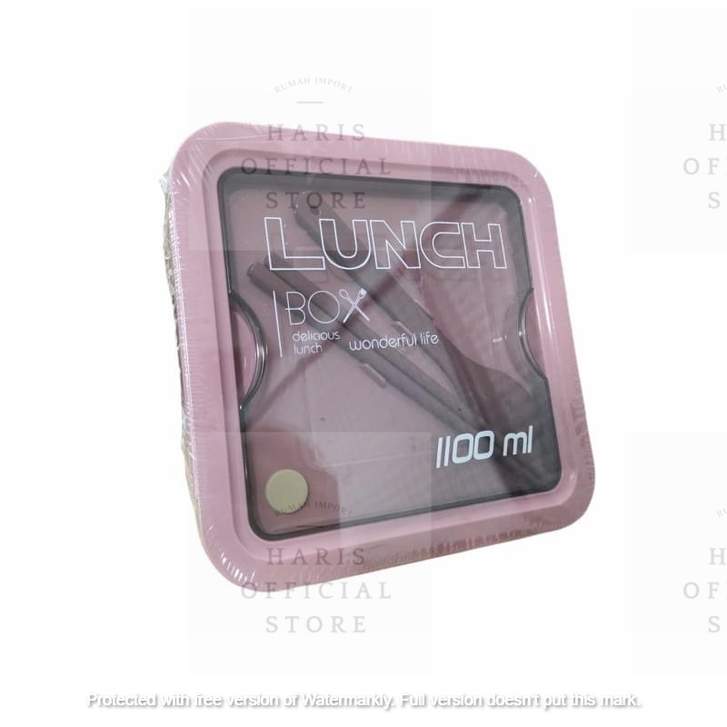TEMPAT MAKAN / KOTAK MAKAN TRANSPARAN BENTO 850ML / 1100ML INCLUDE SENDOK DAN GARPU
