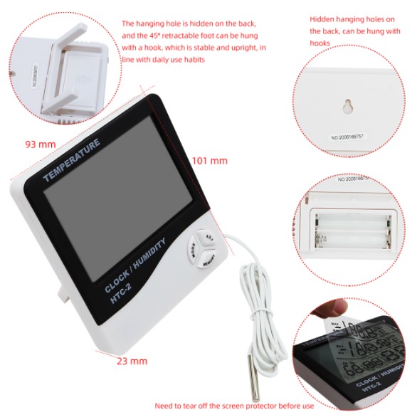 HTC-2 Pengukur Suhu Ruangan Termometer Higrometer Thermometer Almina