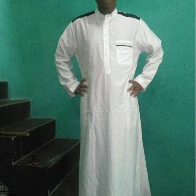 Gamis jubah putih kombinasi