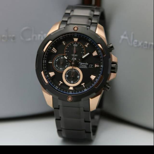 Jam pria ALEXANDRE CHRISTIE AC6305MC HITAM ROSEGOLD. ORIGINAL GARANSI RESMI 1 TAHUN