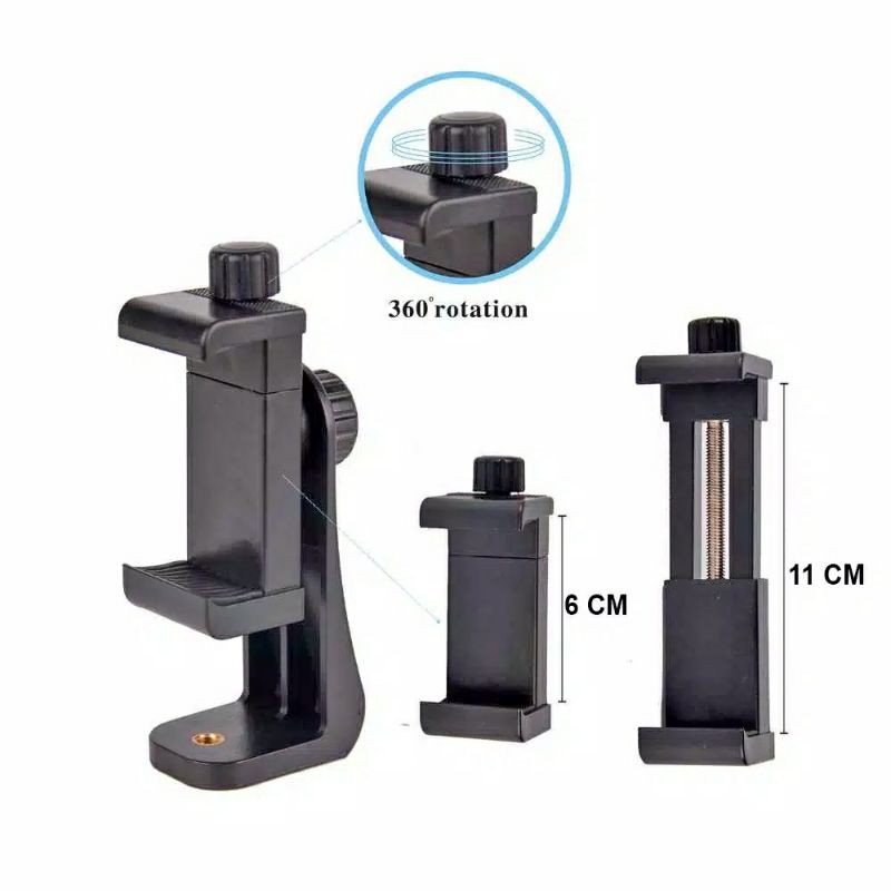 Holder HP Tripod Mount Bracket 360 Rotation Potrait Landscape Handphone Tongsis Monopod Dg Baut