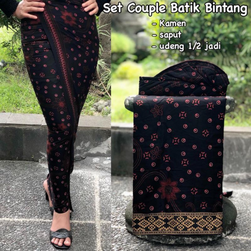 Set Couple Batik Kamen Saput Dan Udeng Motif Batik