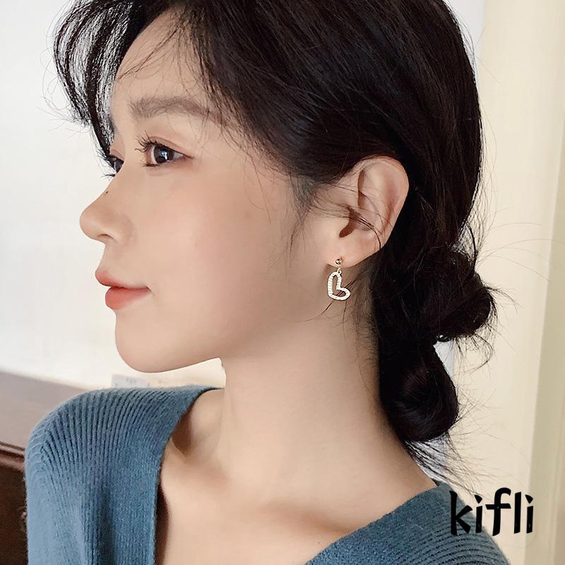 Anting Klip Handmade Desain Hati Hias Full Berlian Untuk Wanita