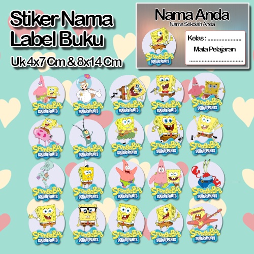 

Stiker Spongebob patrik plangton tn krab sendi squidword Karakter Lucu Custom Lebel Nama cromo murah 20 Varian berbeda Sticker Pelajaran Mapel buku anak sekolah No 11