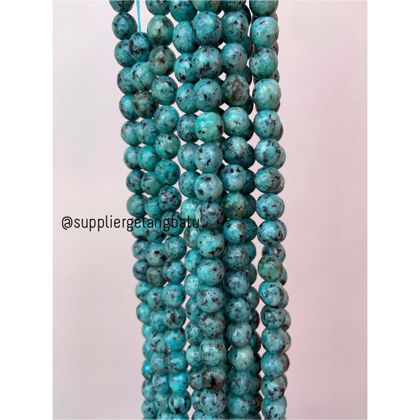 semi stone 10mm white blue chrysocolla bahan rangkai aksesoris lucu