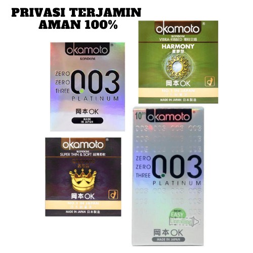 Kondom Okamoto 003 Platinum 2's, Okamoto Platinum 3's, Okamoto Crown 3's, Okamoto Harmony 3's