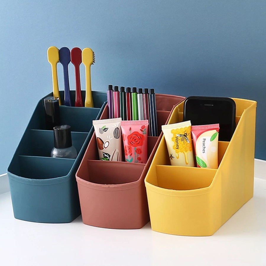 TEMPAT ALAT TULIS 4 SEKAT SERBAGUNA /  KOTAK STATIONERY KANTOR RAK PENSIL PULPEN