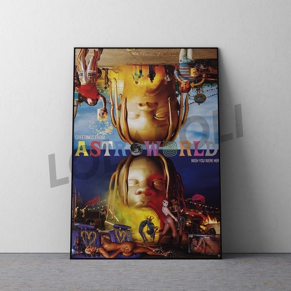 Hiasan Dinding Poster Kayu - Astroworld Travis Scott