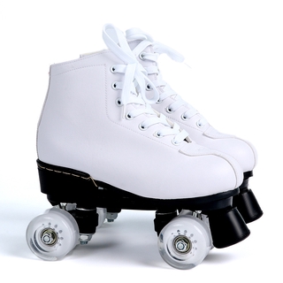 Sepatu Roda Empat Roda Kulit Double baris 4 roda skates 