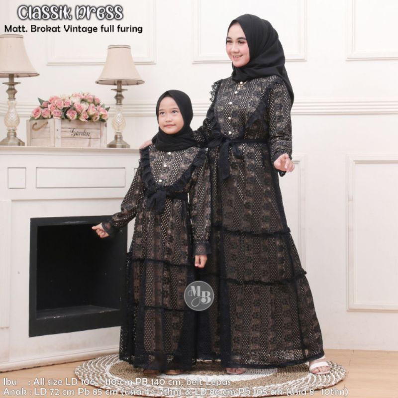 CLASSIK DRESS GAMIS BROKAT TERBARU FASHION MUSLIMAH BAJU PESTA WANITA