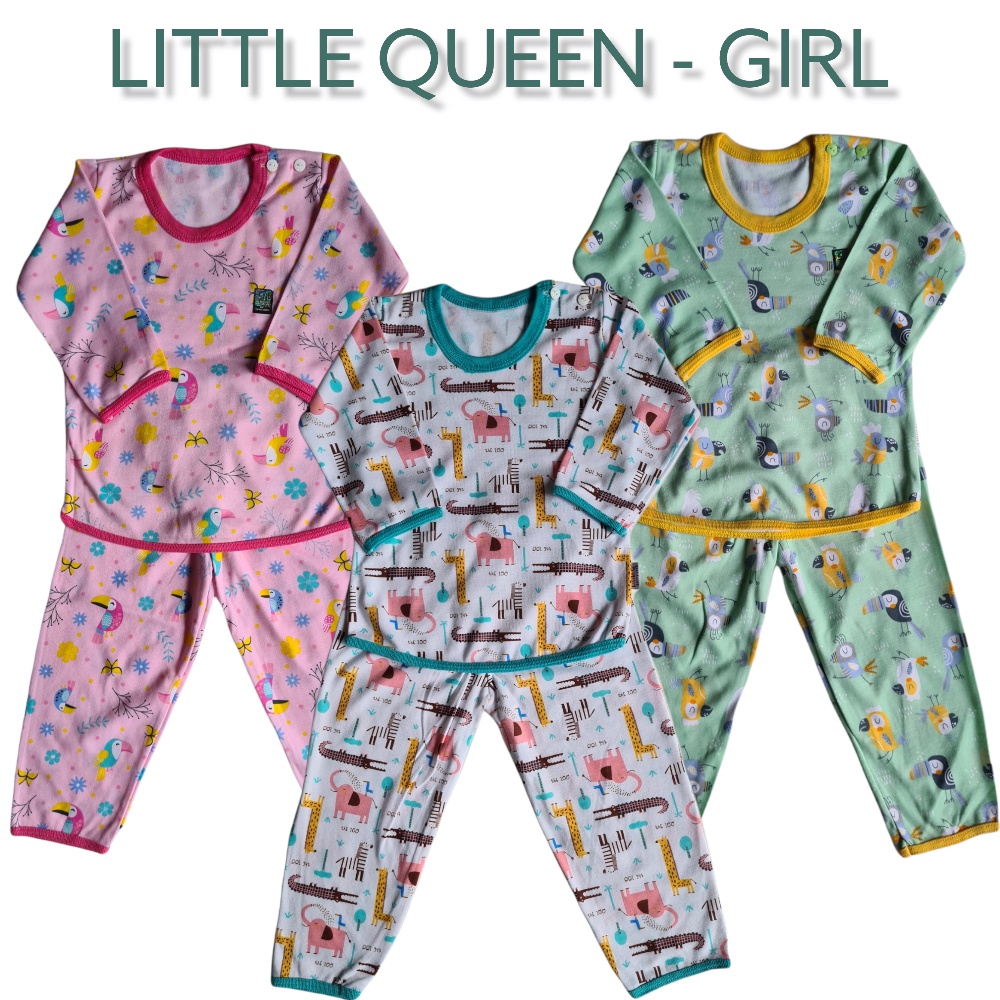 LITTLE QUEEN Setelan Panjang SML XL XXL Piyama Bayi SNI