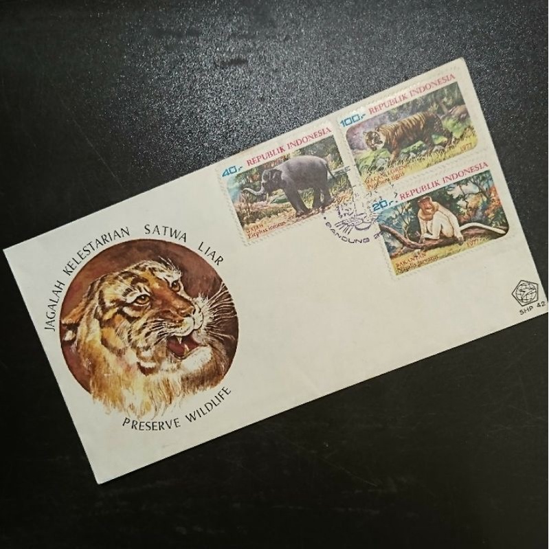 Sampul Hari Pertama Prangko Perangko Indonesia seri Margasatwa 1977
