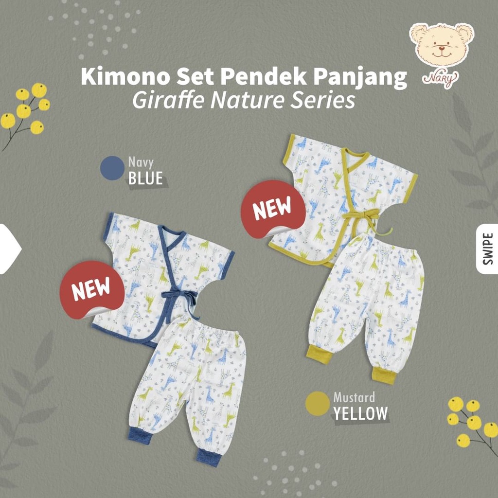 Nary Kimono Nature Motif Pendek Mix Celana Panjang - Setelan Baju Bayi SNI